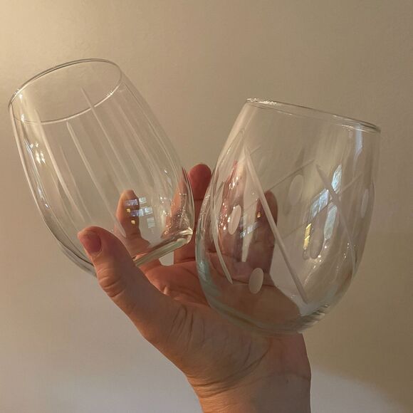 NWT 4pc Diamond Engraved Crystal Stemless Glassware - Picture 6 of 10